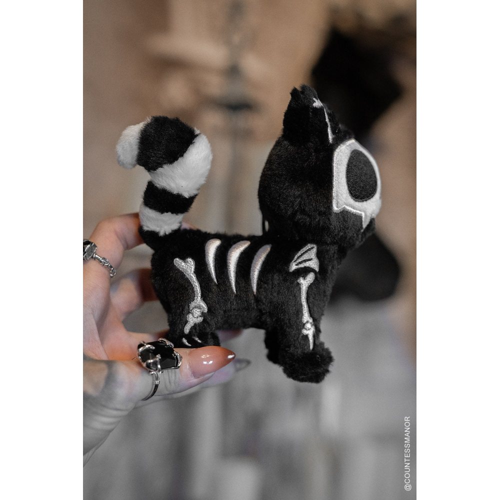 Vampire Freaks - Skelekitty Plush 3D Keychain - Black/White